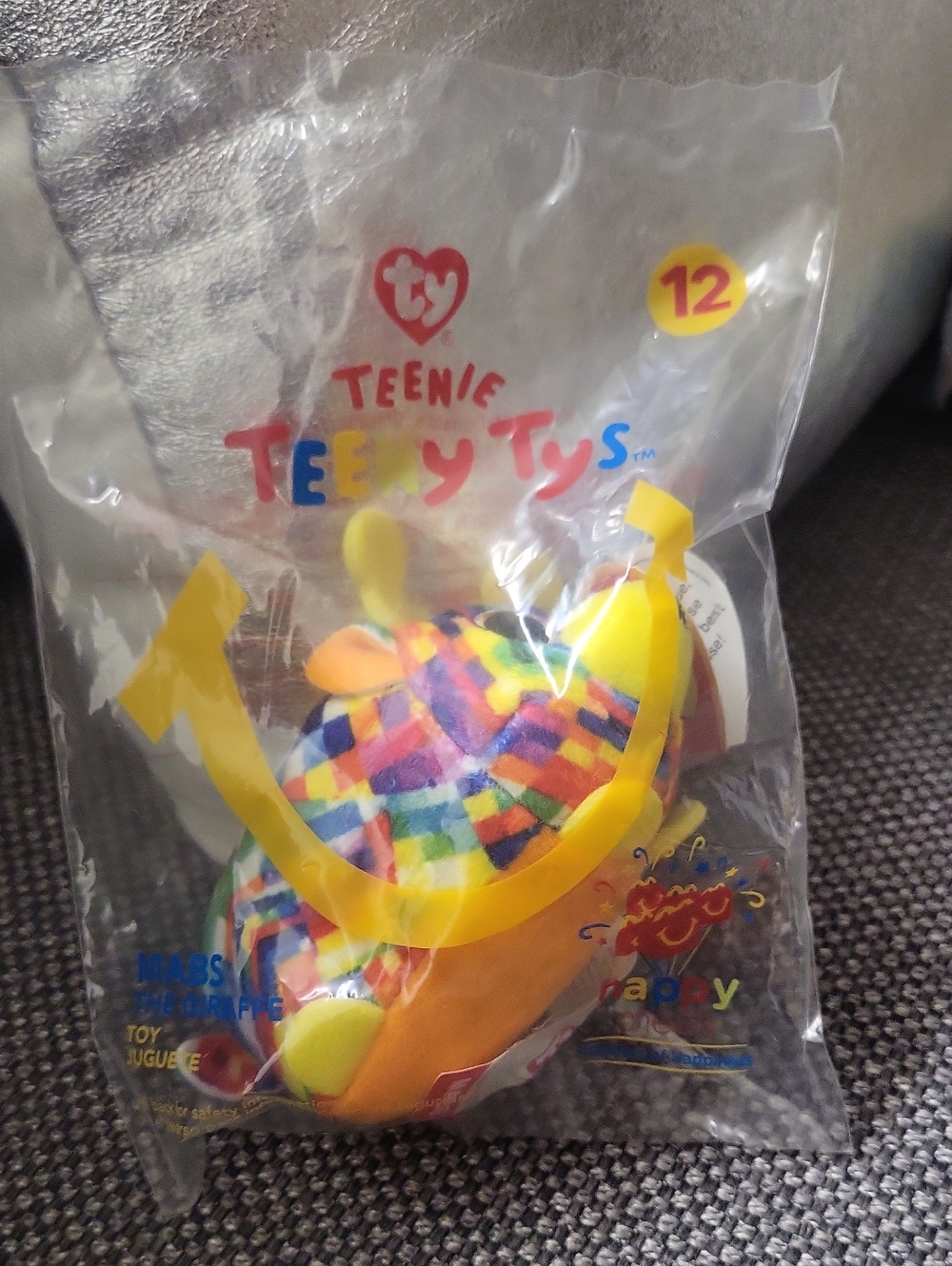 Ty Teenie Multicolor Patchwork Giraffe Plush with Yellow Accents